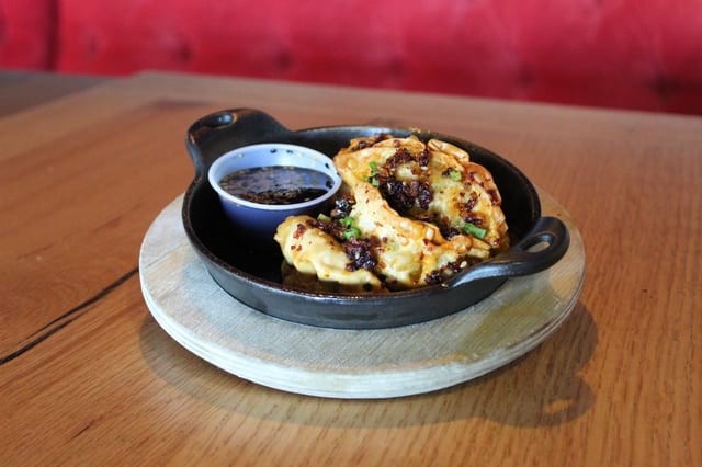 Fried Edamame Dumplings.